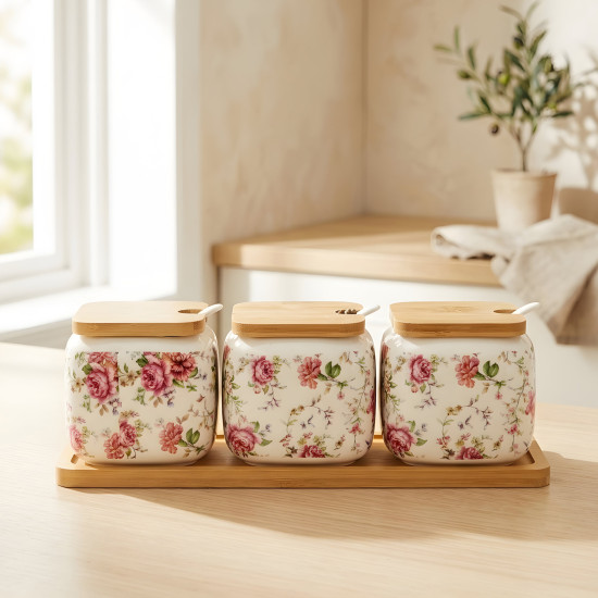 Porcelain Spice Jar Set - 3 Pcs